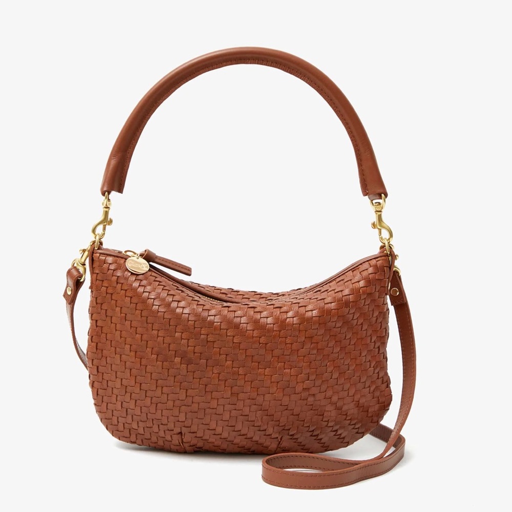 Clare V. Petit Moyen Hazelnut Woven Zig Zag